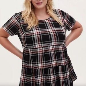 Torrid Black and Red Plaid Top